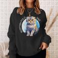 Scottish Fold Katzen Papa Cat Dad Daddy Haustier Freund Mit-Ausschnitt Sweatshirt Geschenke für Sie