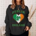 Shamrock Clover In Dublin Ireland Flag In Heart Shaped Sweatshirt Gifts for Her