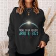 Solar Eclipse 40824 Totality 2024 Astronomy Blue Grunge Sweatshirt Gifts for Her
