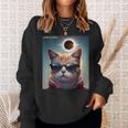 Solar Eclipse Cat 2024 April 8 Solar Eclipse Glasses Sweatshirt Gifts for Her
