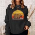 Sunset Capybara Lover Vintage Retro Capybara Sweatshirt Gifts for Her