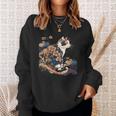 Surrealism Japanese Painting Calico Cat Sweatshirt Gifts for Her