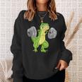 T-Rex Dinosaur Squat Bodybuilder Powerlifting Gym Sweatshirt Gifts for Her