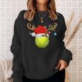 Tennis Player Reindeer Santa Hat Tennis Ball Christmas Sweatshirt Gifts for Her