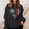 Thin Red Line Firefighter Love American Flag Heart Sweatshirt Gifts for Her