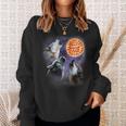 Three Wolf With Pizza Moon Vintage Wolf Lover Sweatshirt Gifts for Her