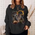 Three Wolf Solar Eclipse Moon Sweatshirt Gifts for Her