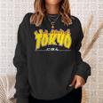Tokyo Japan Trasher Yellow Orange And Black Flame Sweatshirt Gifts for Her
