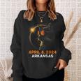 Total Solar Eclipse 2024 Arkansas Cat Lover Wearing Glasses Sweatshirt Gifts for Her
