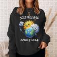 Total Solar Eclipse 2024 Selfieclipse Sun Moon Earth Selfie Sweatshirt Gifts for Her