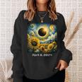 Total Solar Eclipse 2024 Sunflowers Painting Van Gogh Sweatshirt Gifts for Her