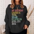 Total Solar Eclipse 4-8-2024 April 8Th Birthday Astrology Sweatshirt Gifts for Her