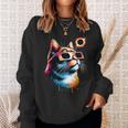 Total Solar Eclipse Cat 2024 Colorful With Eclipse Glasses Sweatshirt Gifts for Her