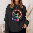 Total Solar Eclipse Cat Wearing Glasses April 8 2024 Sweatshirt Gifts for Her