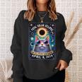 Total Solar Eclipse Yes It's My Birthday April 8 2024 Cat Sweatshirt Gifts for Her