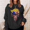 Trump Skull Usa Flag Hair President Sweatshirt Gifts for Her