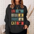 Un Deux Trois Cat Vintage French Joke Cat Lovers Sweatshirt Gifts for Her