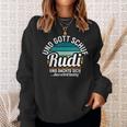 Und Gott Schuf Rudi Sweatshirt, Cooles Spruch-Sweatshirt in Schwarz Geschenke für Sie