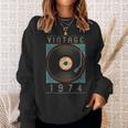 Vintage 1974 Vinyl Retro Turntable Birthday Dj For Him Sweatshirt Gifts for Her