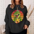 Vintage Dinosaur Eating Hot Dog Food Lover T-Rex Sweatshirt Gifts for Her