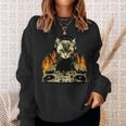 Vintage Dj Cat House Music Cat Music Lover Sweatshirt Gifts for Her