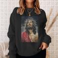 Vintage Face Of Jesus On A Cross With Crown Of Thorns Sweatshirt Gifts for Her