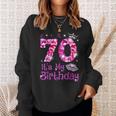 Vintage Happy 70 It's My Birthday Crown Lips 70Th Birthday Sweatshirt Gifts for Her
