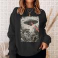 Vintage Raccoon Ufo Alien Animal Raccoon Sweatshirt Geschenke für Sie