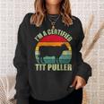 Vintage Retro I’M A Certified Tit Puller Cow Farmer Sweatshirt Gifts for Her