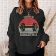 Vintage Retro Powered By Chocolate Milk Weight Lifting Sweatshirt Gifts for Her