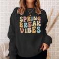 Vintage Spring Break Vibes Cute Spring Vacation Teacher Sweatshirt Gifts for Her