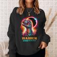 Warren Ohio Total Solar Eclipse 2024Rex Dinosaur Colorful Sweatshirt Gifts for Her