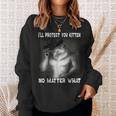 Werewolf Ripping Off Alpha Wolf Meme I'll Protect You Kitten Sweatshirt Gifts for Her