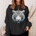 White Tiger Blue Eyes Wild Cat Animal Sweatshirt Gifts for Her