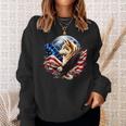 Wolf Bald Eagle American Flag Full Moon New Years Wolf Lover Sweatshirt Gifts for Her