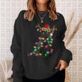 Xmas Reindeer Black Cat Christmas Lights Cat Lover Sweatshirt Gifts for Her
