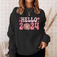 Year End Party Merry Christmas Happy New Year Hello 2024 Sweatshirt Gifts for Her