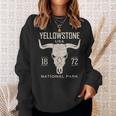 Yellowstone National Park Bison Skull Buffalo Vintage Sweatshirt Gifts for Her