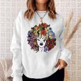 Black Queen Lady Curly Natural Afro African Black Hair Sweatshirt Gifts for Her