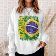 Brazil Brasil Flag Vintage Distressed Brazil Sweatshirt Gifts for Her