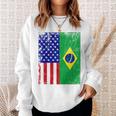 Brazilian American Flag Half Brazil Half Usa Pride Sweatshirt Gifts for Her