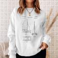 Catamaran Sailboat Blueprint Old Sailing Boat Ocean Sweatshirt Gifts for Her