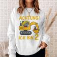 Children's Achtung Ich Bin 2 Jahre Alt 2Nd Birthday Digger Rhino Sweatshirt Geschenke für Sie