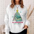 Christmas Book Tree Retro All Booked For Christmas Book Tree Sweatshirt Gifts for Her