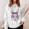 Cute Bunny Face Pink Glasses Leopard Bublegum Easter Day Sweatshirt Gifts for Her