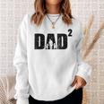 Damen Dad Hoch 2 Zweifacher Papaater Zwei Töchter Mit-Ausschnitt Sweatshirt Geschenke für Sie