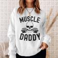 Damen Muscle Daddy Gewichtheber Skelett Langhantel Papa Workout Mit-Ausschnitt Sweatshirt Geschenke für Sie