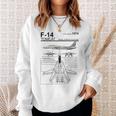 F-14 Tomcat Navy Fighter Jet Diagram Graphic Sweatshirt Gifts for Her