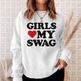 Girls Heart My Swag Girls Love My Swag Valentine's Day Heart Sweatshirt Gifts for Her