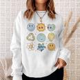 Groovy Earth Planet Hippie Smile Face Happy Earth Day 2024 Sweatshirt Gifts for Her